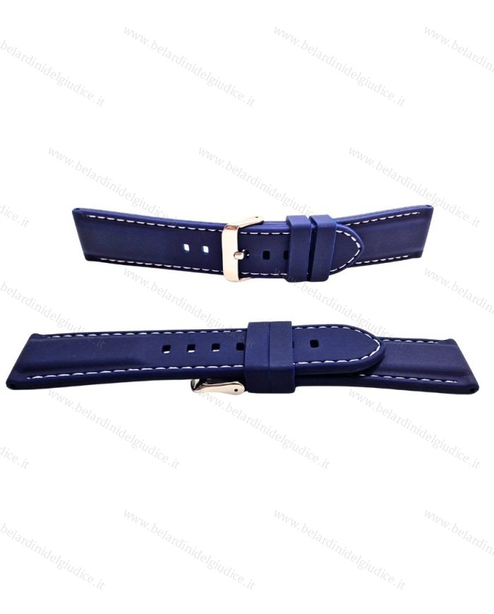 Cinturino Silicone Blu con Cucitura Bianca