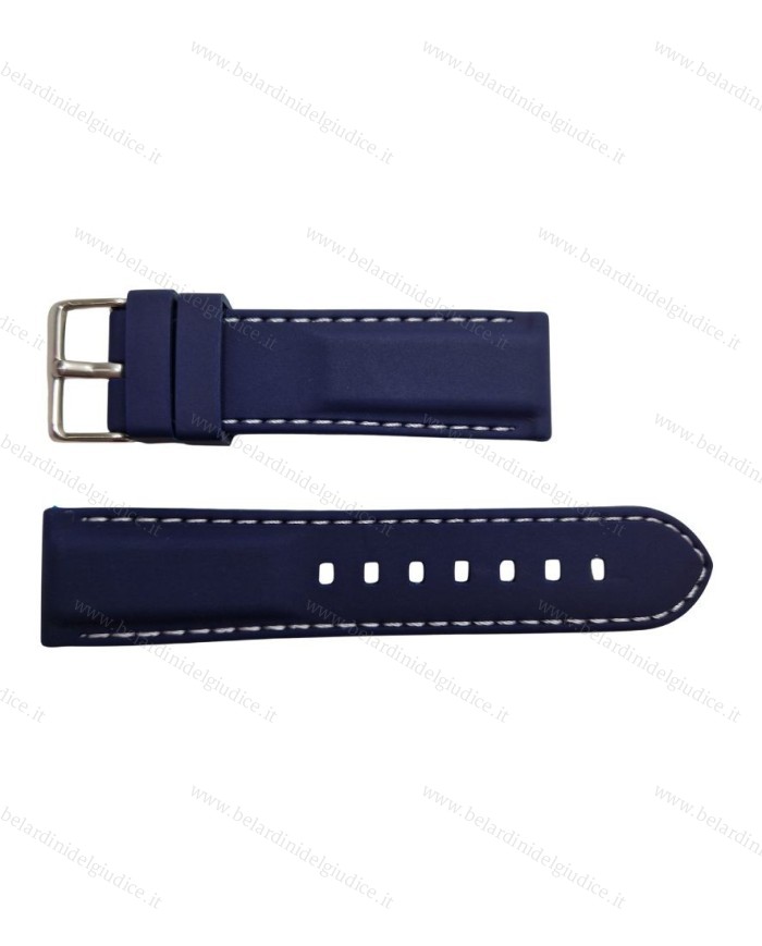 Cinturino Silicone Blu con Cucitura Bianca