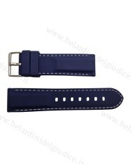 Cinturino Silicone Blu con Cucitura Bianca