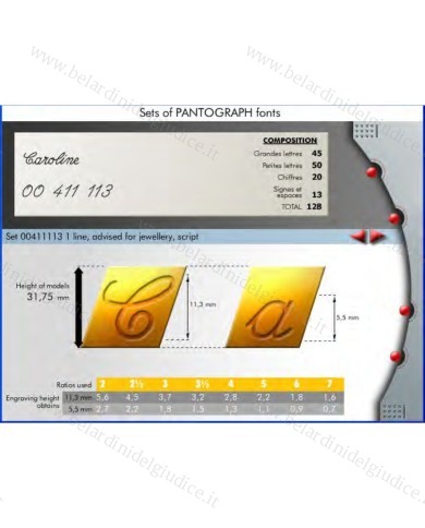 Serie Caratteri Corsivo per Pantografi Gravograph IM3 e TXL