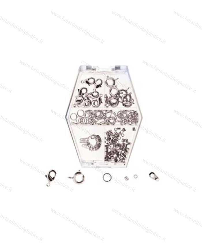Assortimento accessori placcati in argento per collane o bracciali