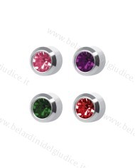 Pre orecchini Studex REGULAR pallina palladio con brillantino colori assortiti