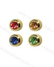 Pre orecchini Studex MINI pallina dorata con brillantino colori assortiti