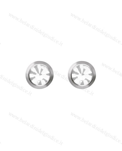 Pre orecchini System 75 pietra bianca in acciaio 2mm