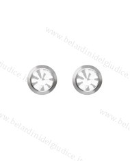Pre orecchini System 75 pietra bianca in acciaio 2mm