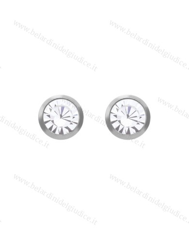 Pre orecchini System 75 pietra bianca in acciaio 3mm