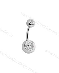 Piercing Banana ombelico con zircone 10 mm in titanio