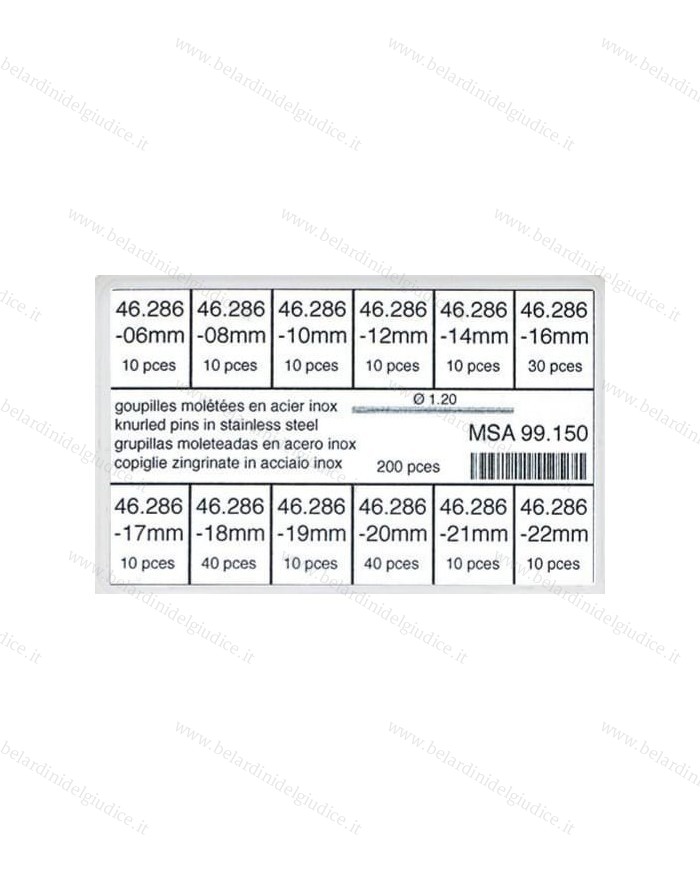 Ass.to Coppiglie Zigrinate 6 a 22 mm Ø 0,90 - 1,00 - 1,20 200 pz